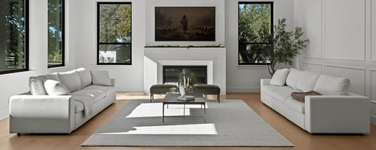 Bright, modern living room with stylish furniture and natural light.