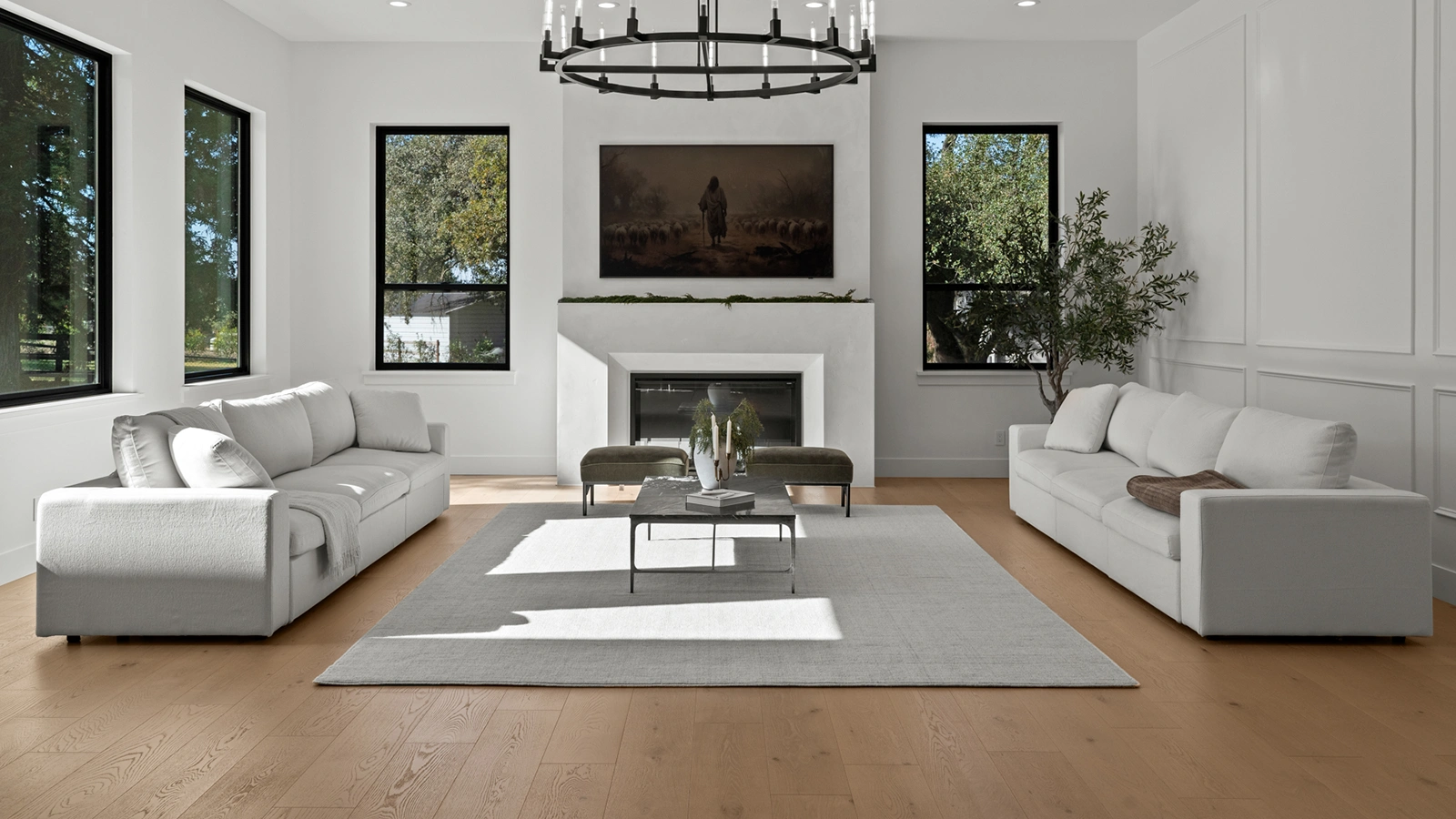 Bright, modern living room with stylish furniture and natural light.