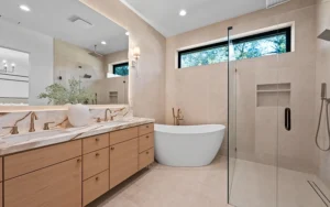 Newly remodeled bathroom with modern finishes and clean design