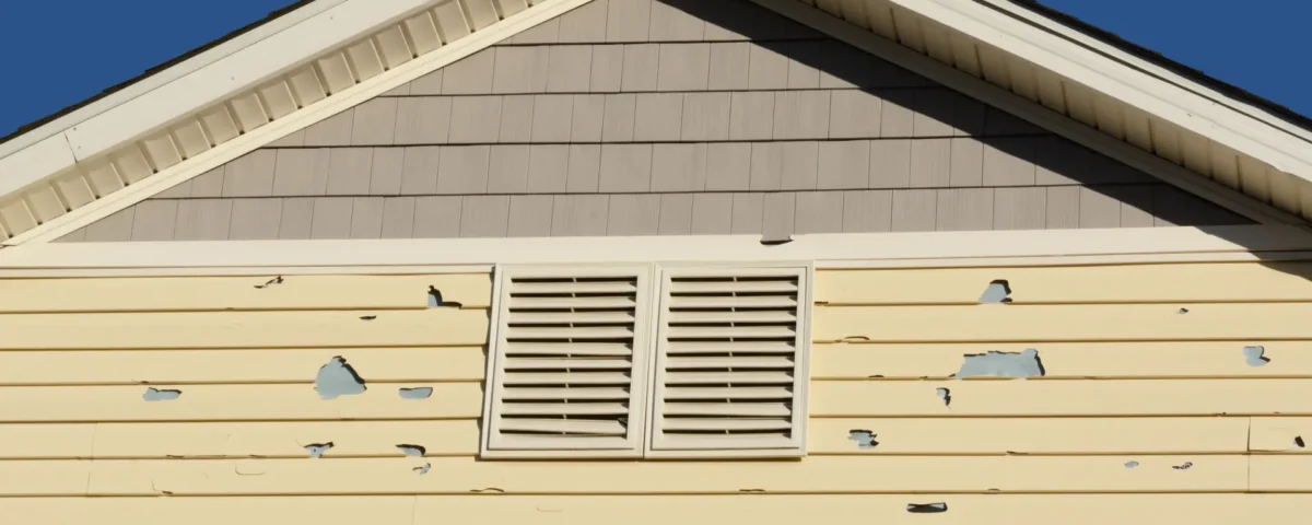 UV damage to vinyl siding caused by prolonged sun exposure on a house exterior