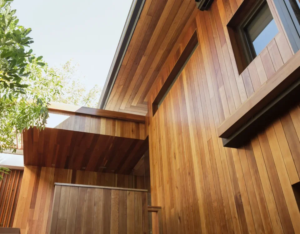 Wood lap siding exterior with painted finish and trim details