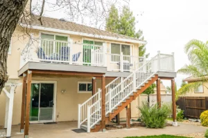 Deck rebuild and expansion in Vacaville, CA by Good Life Construction with Trex decking and railing