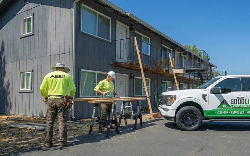 Good Life Construction apartment balcony and exterior repair project